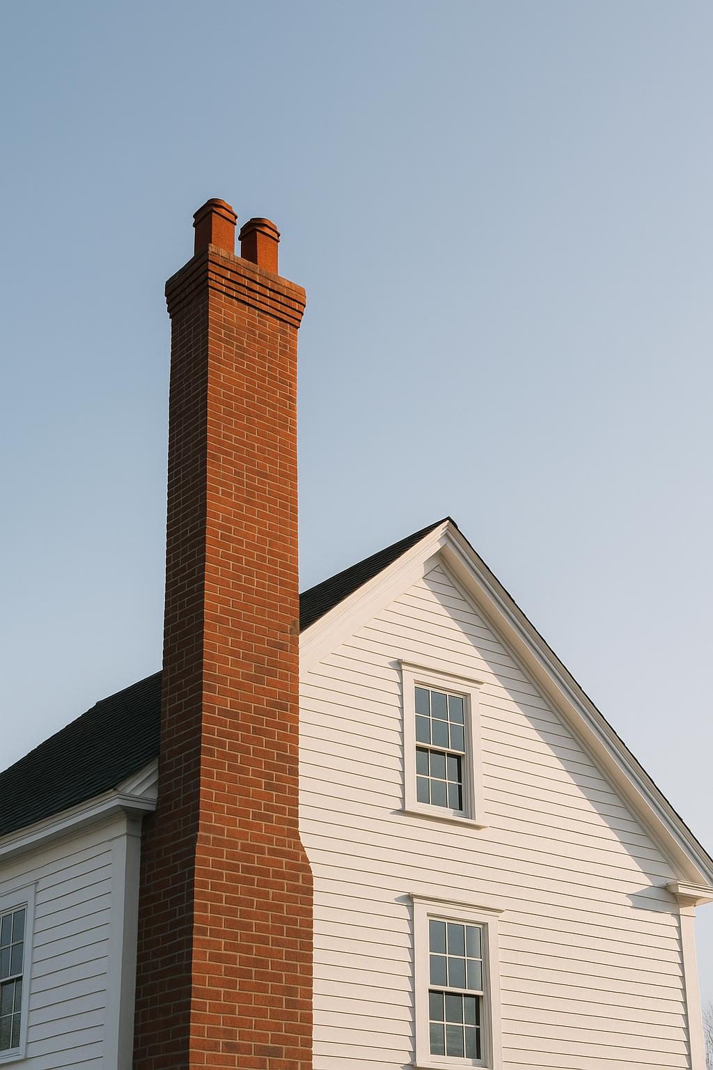 Brick chimney on a colonial house (illustration)